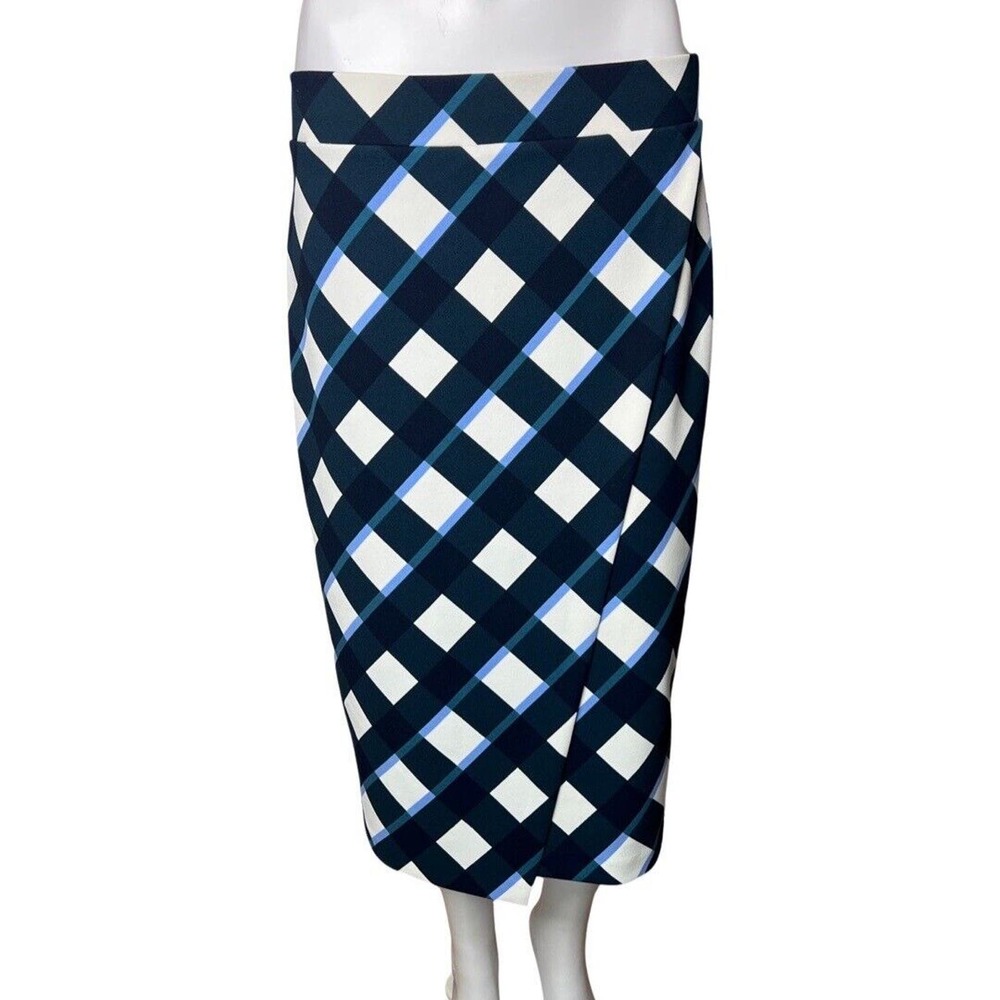 Ann Taylor Skirt Womens 8 Black White Plaid Pencil Skirt Straight Preppy‎ Career